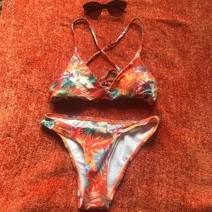Orange Floral Bikini Set